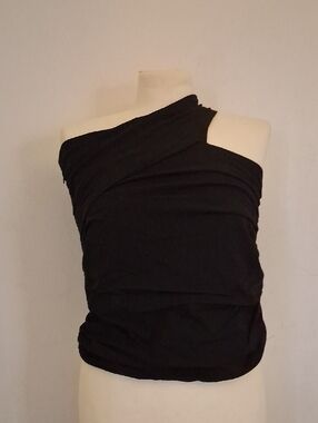 Zara Black One-Shoulder Draped Crop Top